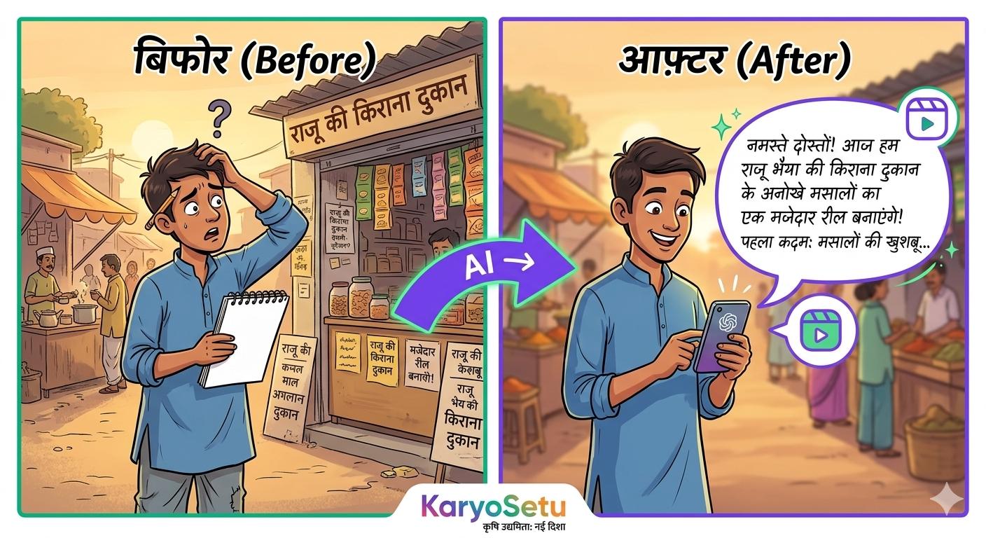 Before and After — AI helps create engaging scripts instantly